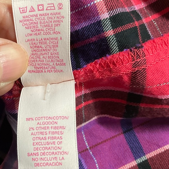 NWT Victoria's Secret Red Purple Plaid Cotton Sleep Shirt Size M - Picture 13 of 15